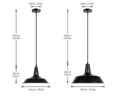 Suspension Industrielle Metal Noir