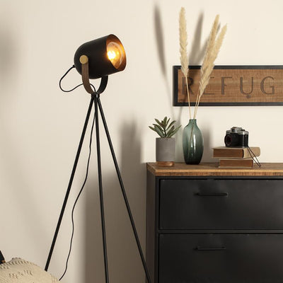 Lampadaire Industriel Noir Rétro-Vintage