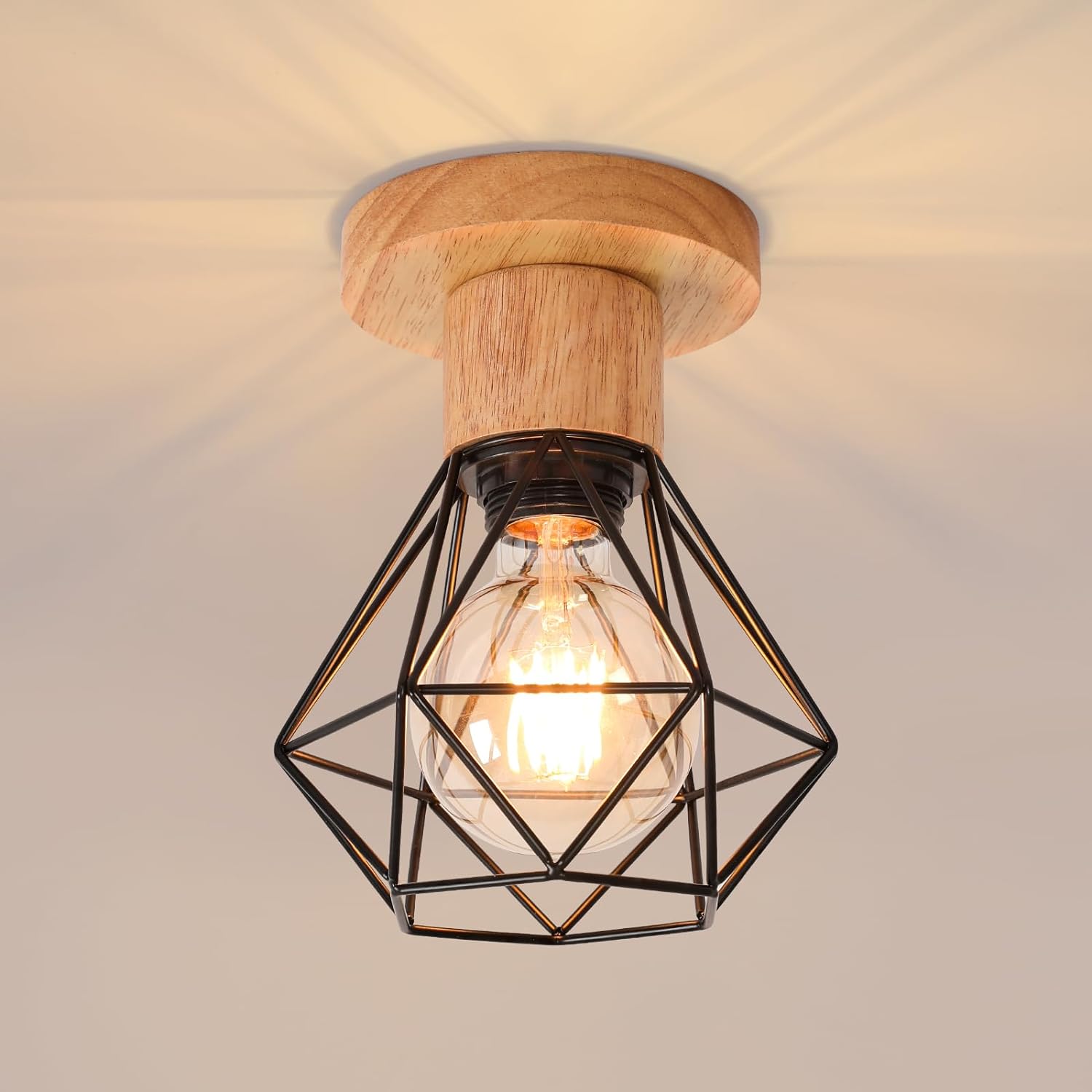 Plafonnier Industriel Bois et Métal