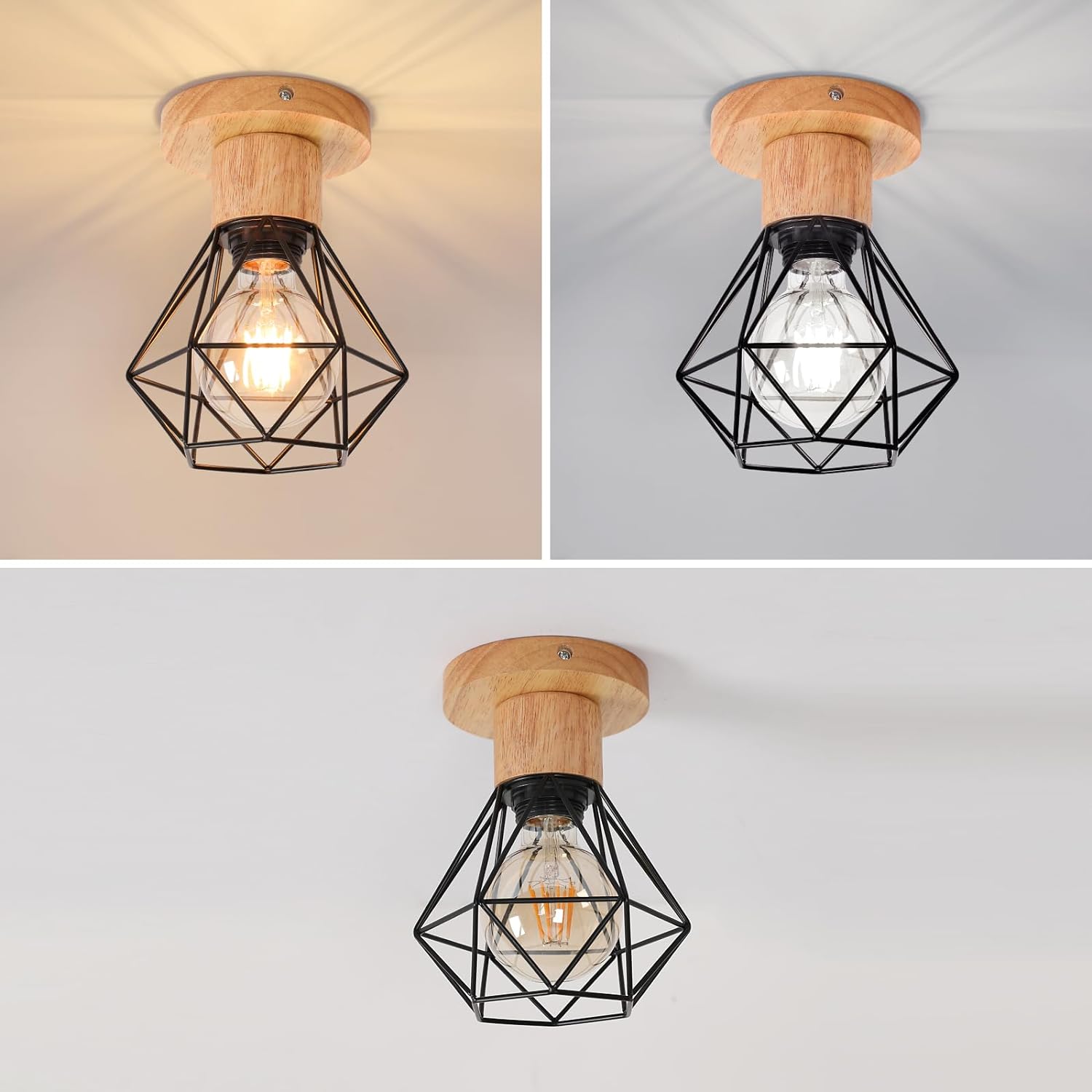 Plafonnier Industriel Bois et Métal