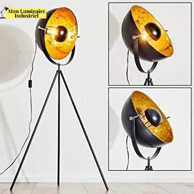 Lampadaire Industriel Noir Moon