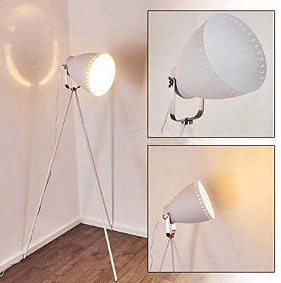 Lampadaire Trepied Industriel Blanc