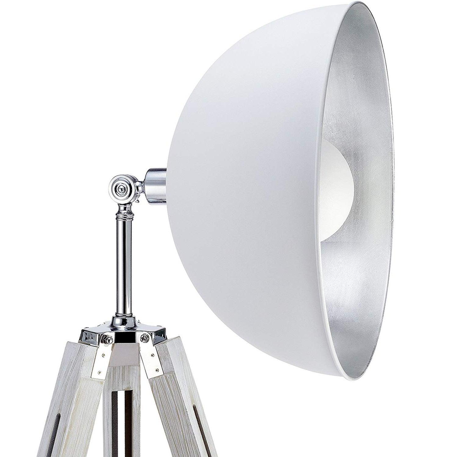 Lampadaire Trepied Industriel Projecteur Blanc