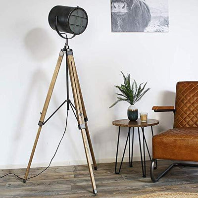 Lampadaire Cinema Industriel Projecteur Noir Brossé