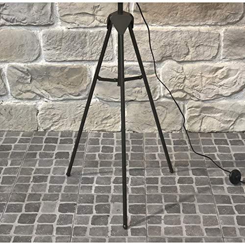 Lampadaire Trepied Industriel Verre Strié