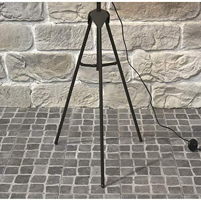 Lampadaire Trepied Industriel Verre Strié