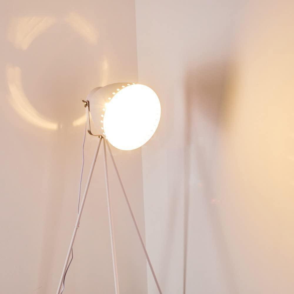 Lampadaire Trepied Industriel Blanc