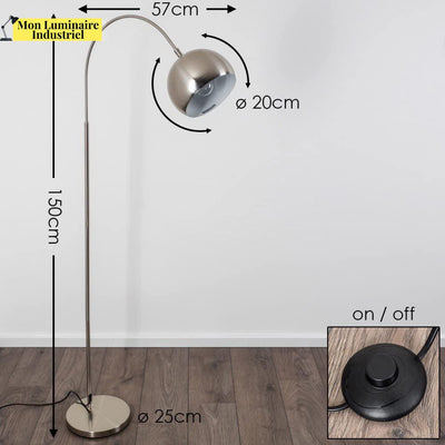 Lampadaire Salon Industriel Sofa - Acier Brossé