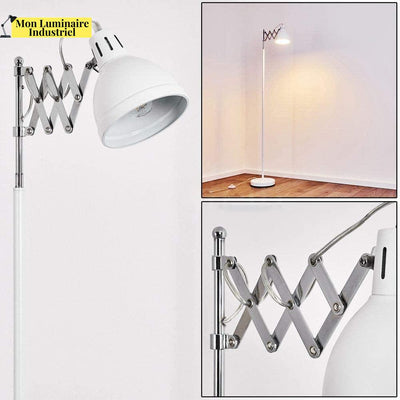 Lampadaire Salon Industriel Accordéon Blanc