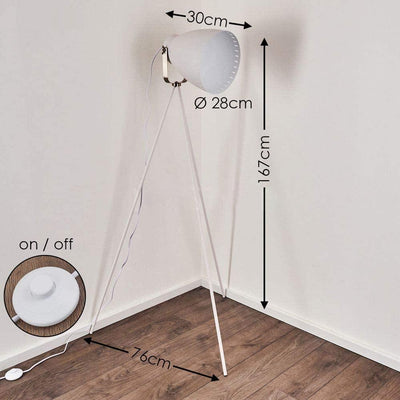 Lampadaire Trepied Industriel Blanc