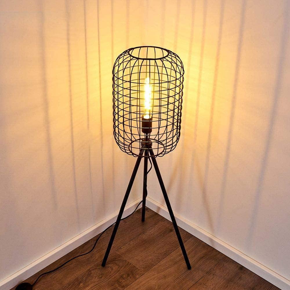 Lampadaire Trepied Industriel Cage à Oiseaux