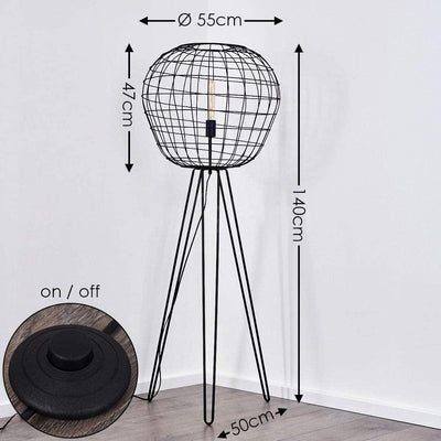 Lampadaire Industriel Noir Cage à Oiseau - V2