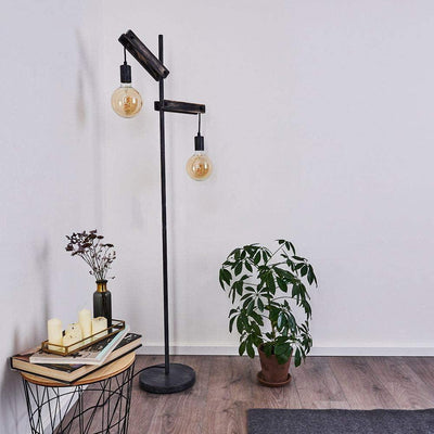 Lampadaire Salon Industriel Vintage - Bois Vieilli