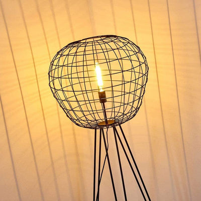 Lampadaire Industriel Noir Cage à Oiseau - V2