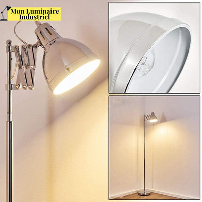 Lampadaire Salon Industriel Accordéon Chrome