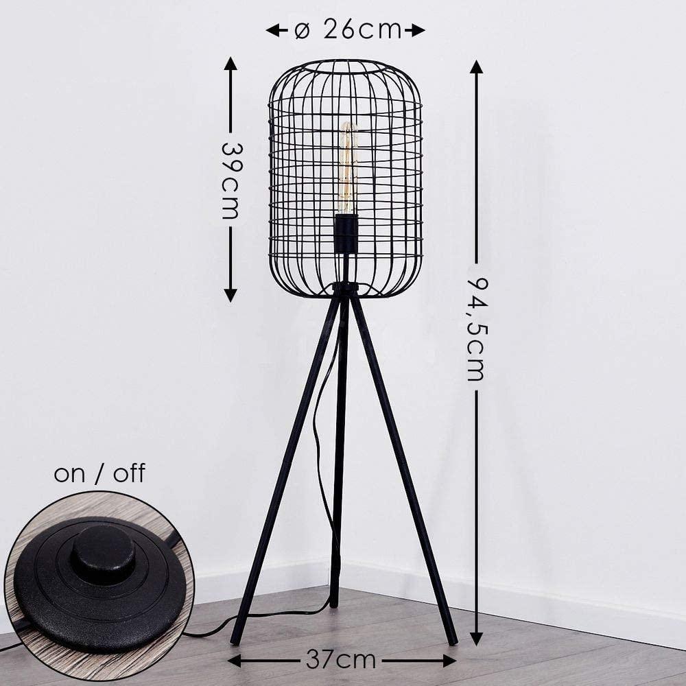 Lampadaire Industriel Noir Cage à Oiseaux