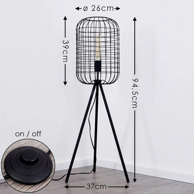 Lampadaire Industriel Noir Cage à Oiseaux