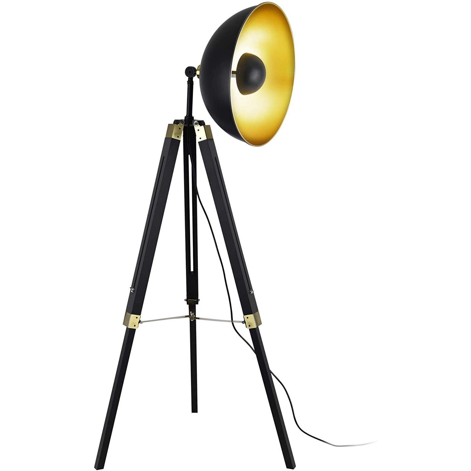 Lampadaire Trepied Industriel Black & Gold