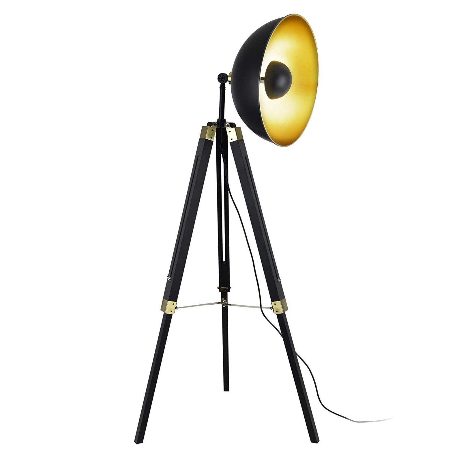 Lampadaire Industriel Noir & Gold