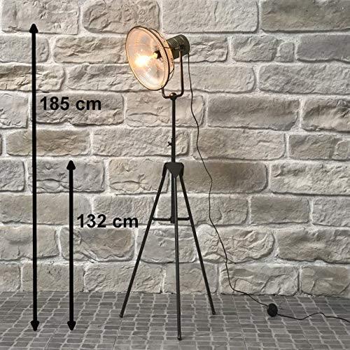 Lampadaire Trepied Industriel Verre Strié | Mon Luminaire Industriel