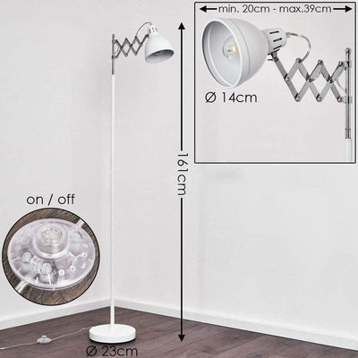 Lampadaire Salon Industriel Accordéon Blanc