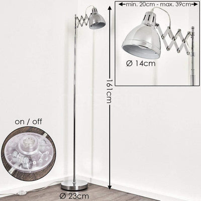 Lampadaire Salon Industriel Accordéon Chrome