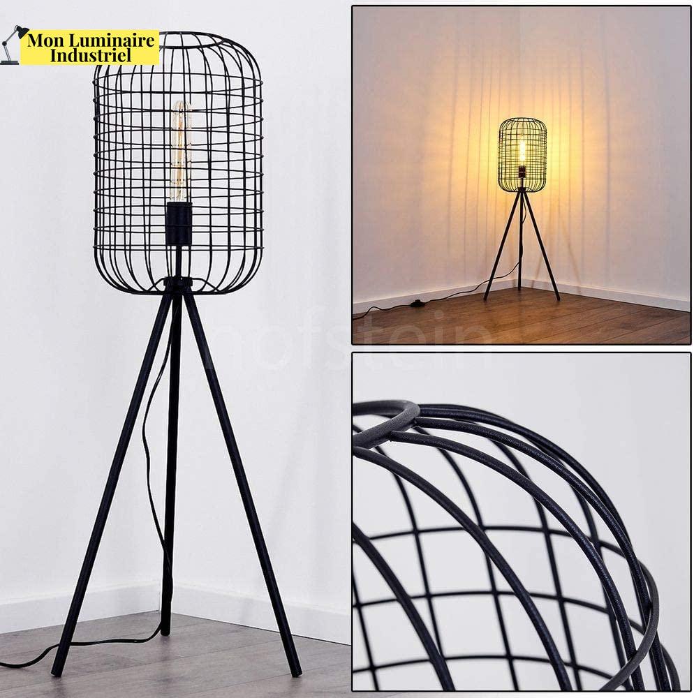 Lampadaire Industriel Noir Cage à Oiseaux