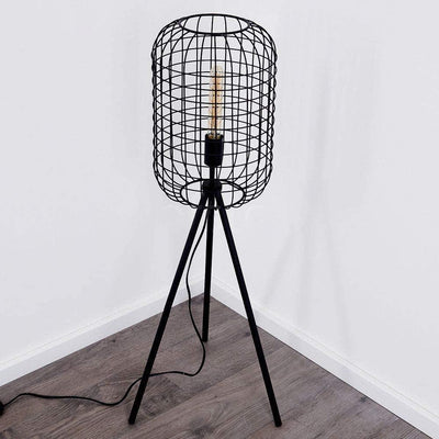 Lampadaire Industriel Noir Cage à Oiseaux