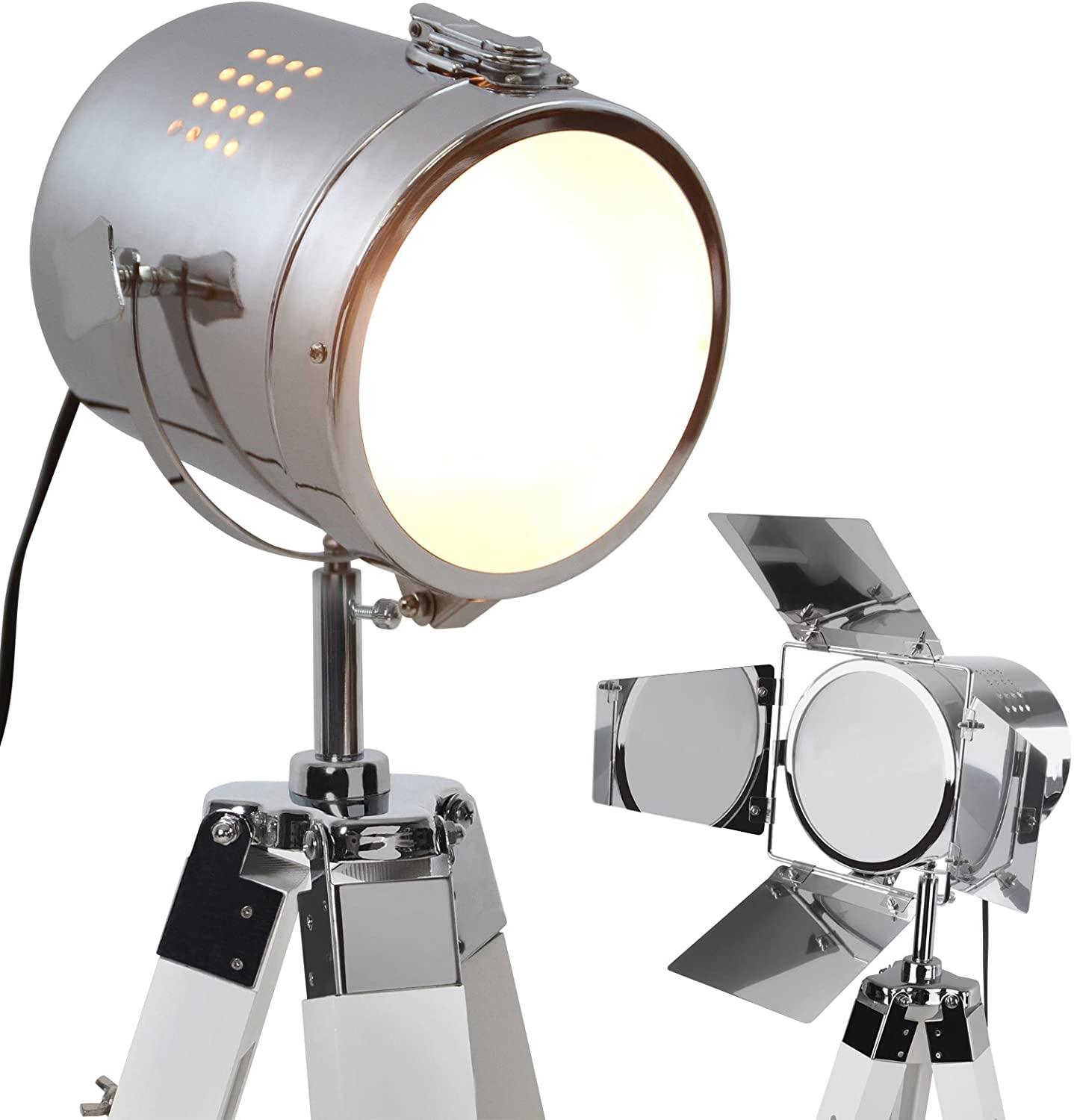 Lampadaire Cinema Industriel Retro - Pied Blanc