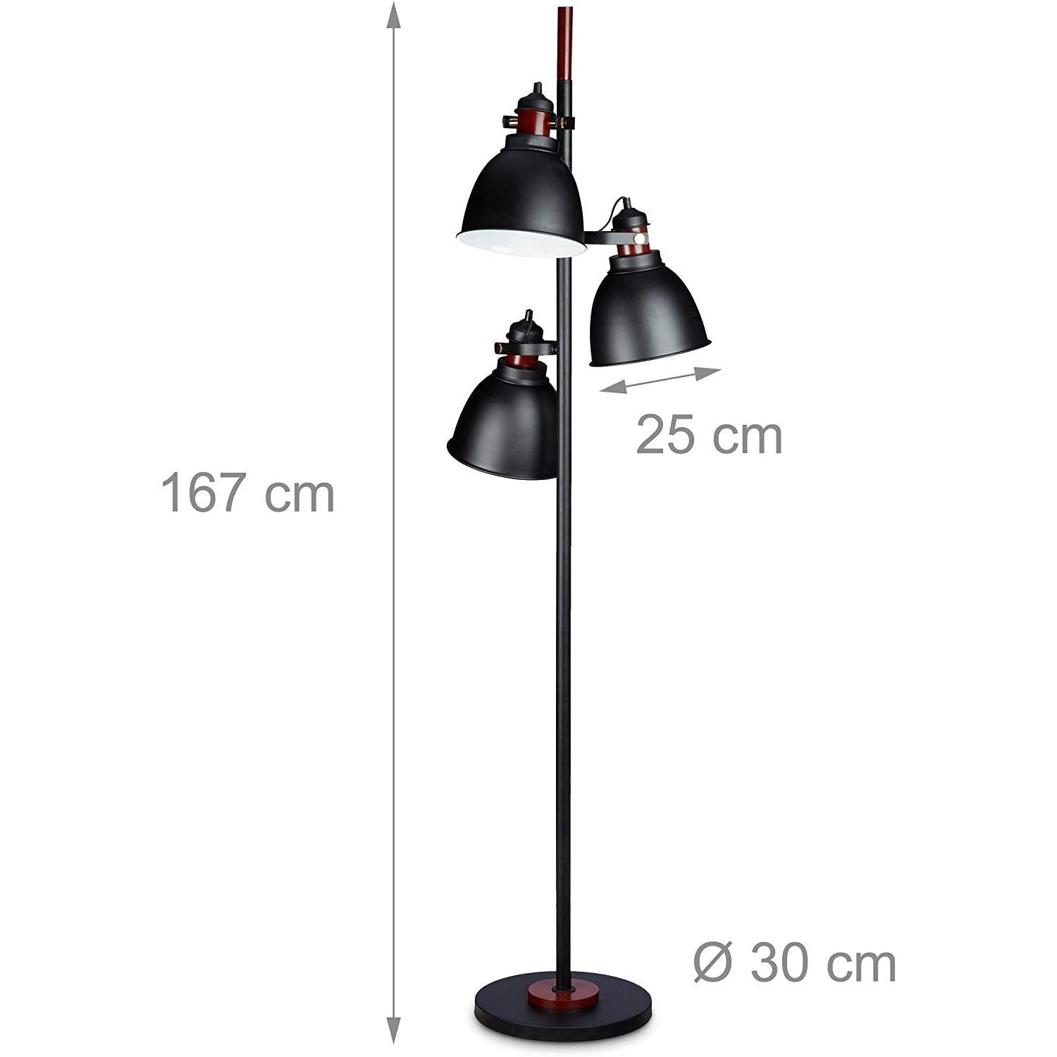 Lampadaire Industriel Noir 3 Spots XL