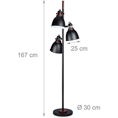 Lampadaire Industriel Noir 3 Spots XL