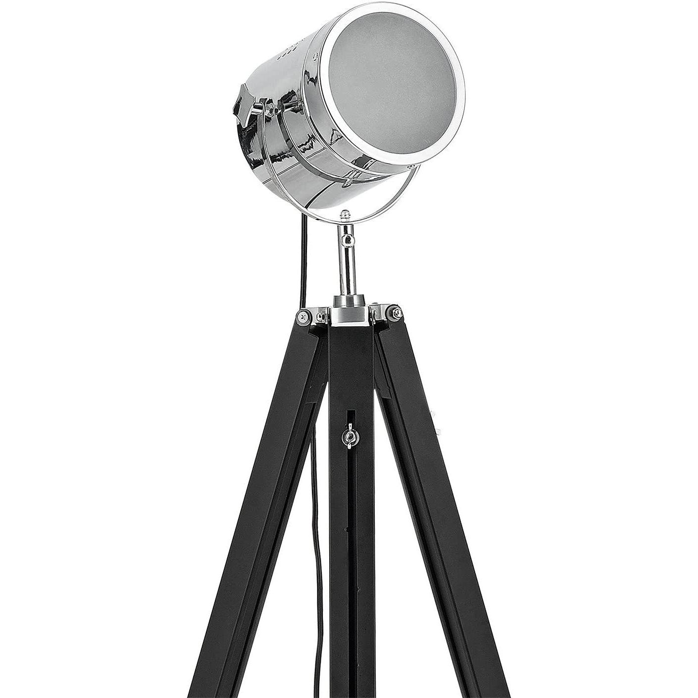 Lampadaire Trepied Industriel Black & Chrome