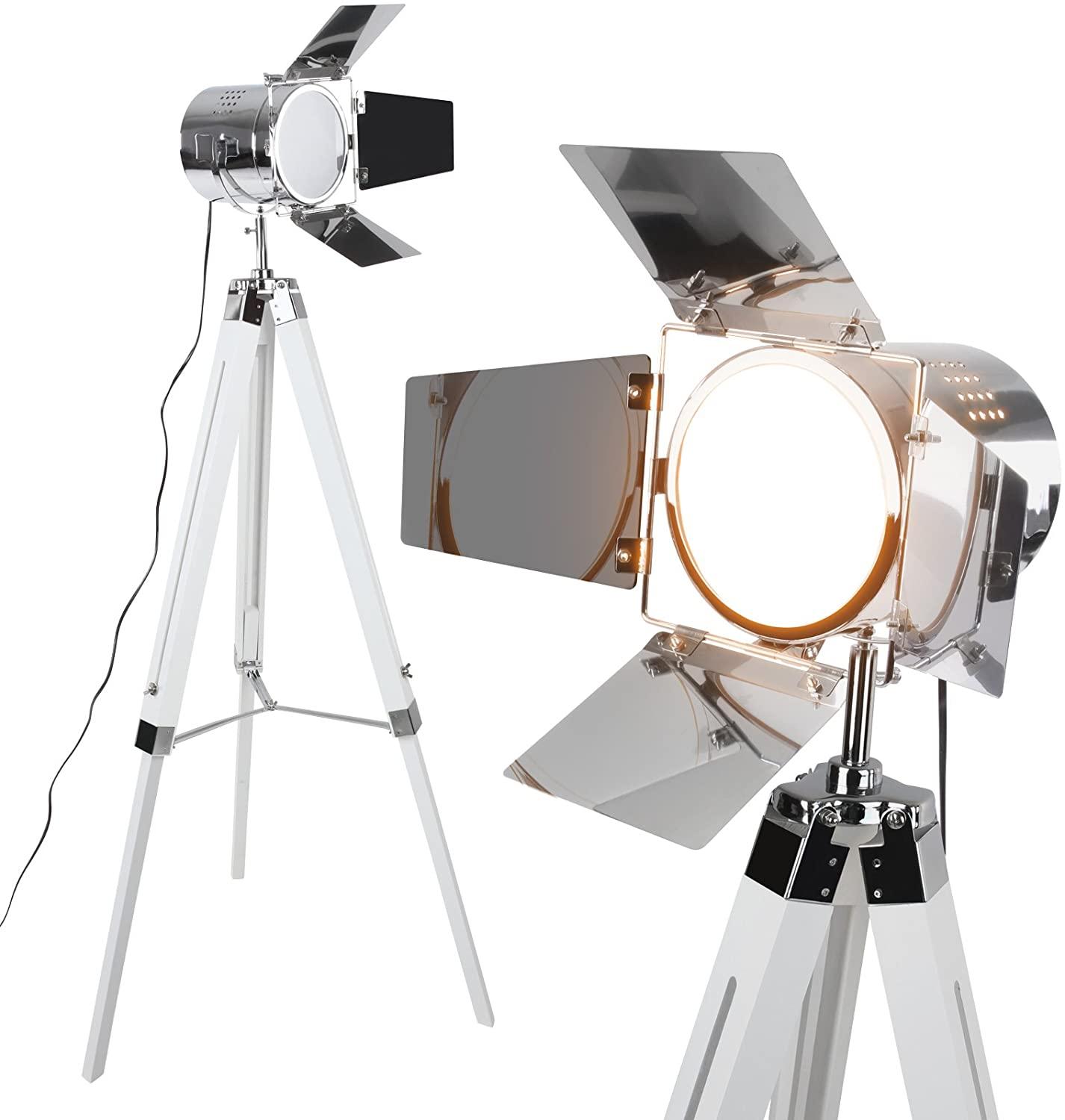 Lampadaire Cinema Industriel Retro - Pied Blanc