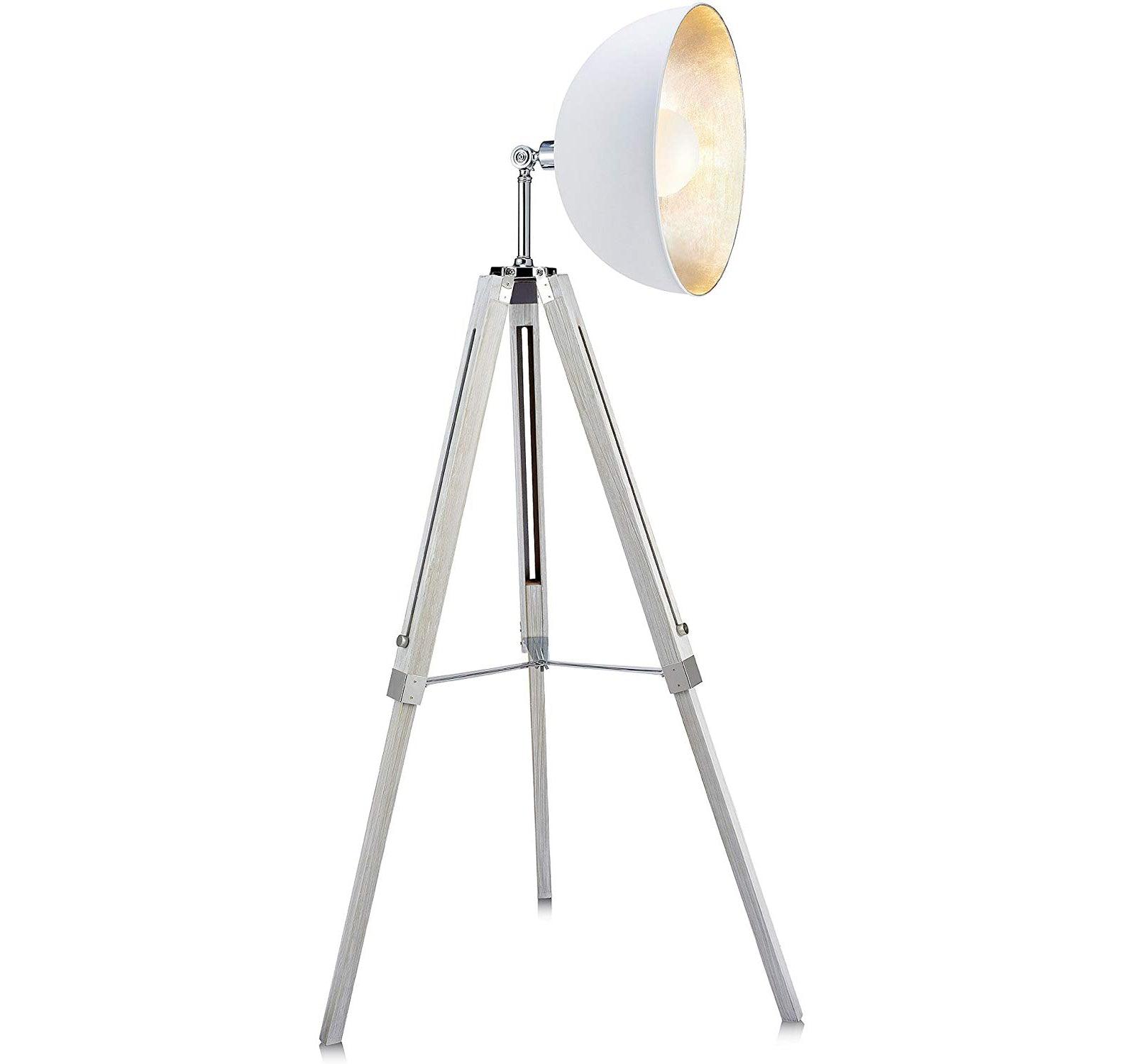Lampadaire Trepied Industriel Projecteur Blanc