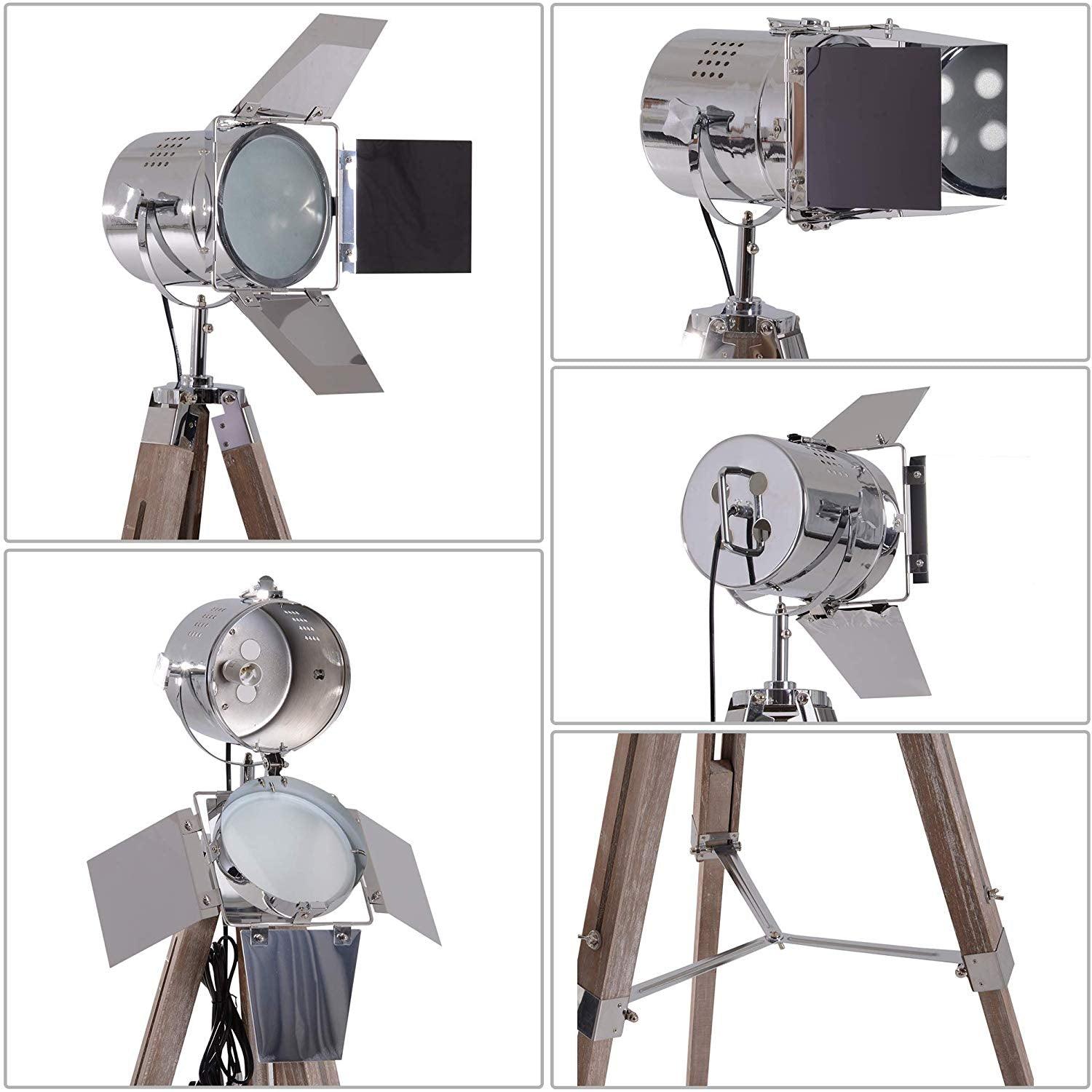 Lampadaire Trepied Industriel Retro