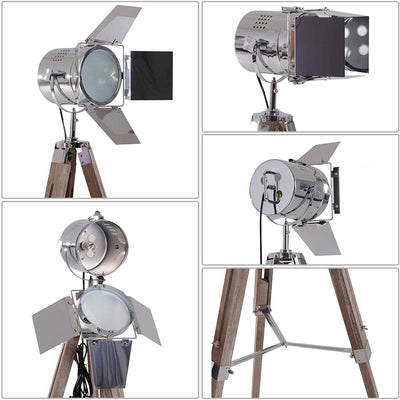 Lampadaire Trepied Industriel Retro