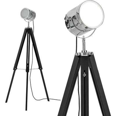 Lampadaire Trepied Industriel Black & Chrome