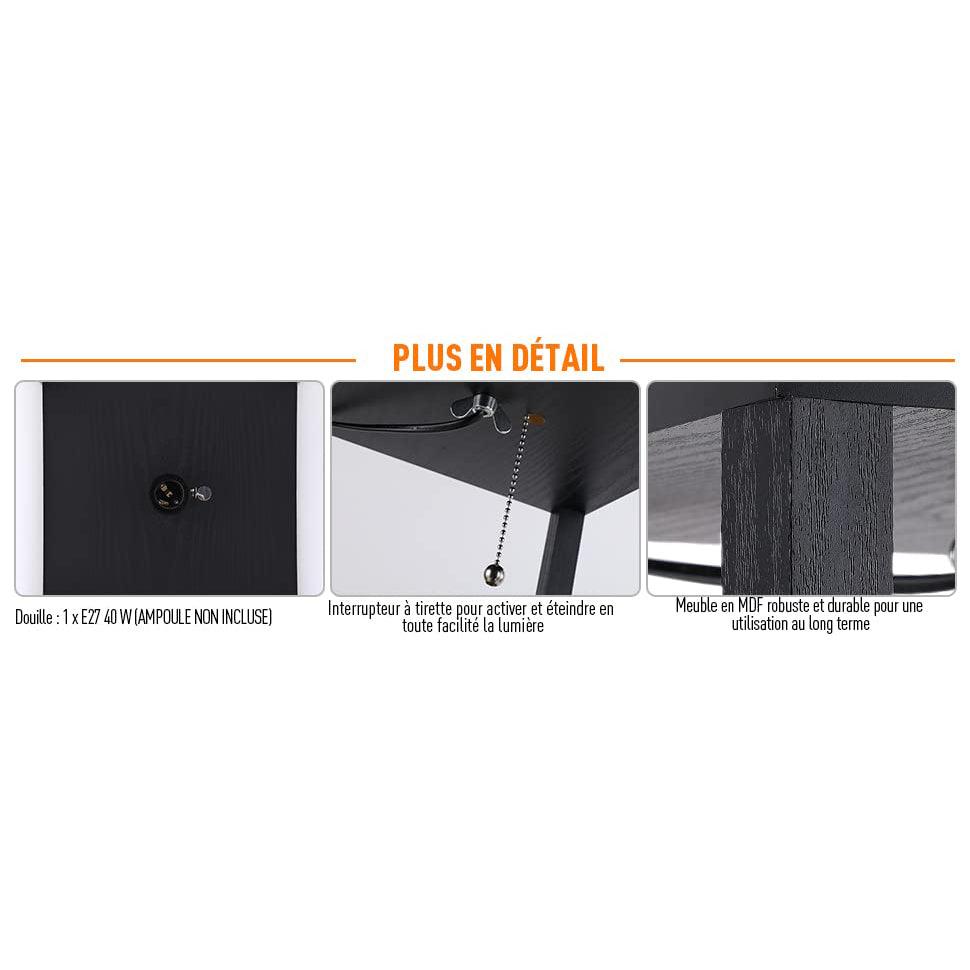 Lampadaire Industriel Noir à Étages