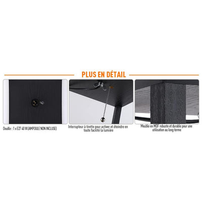 Lampadaire Industriel Noir à Étages