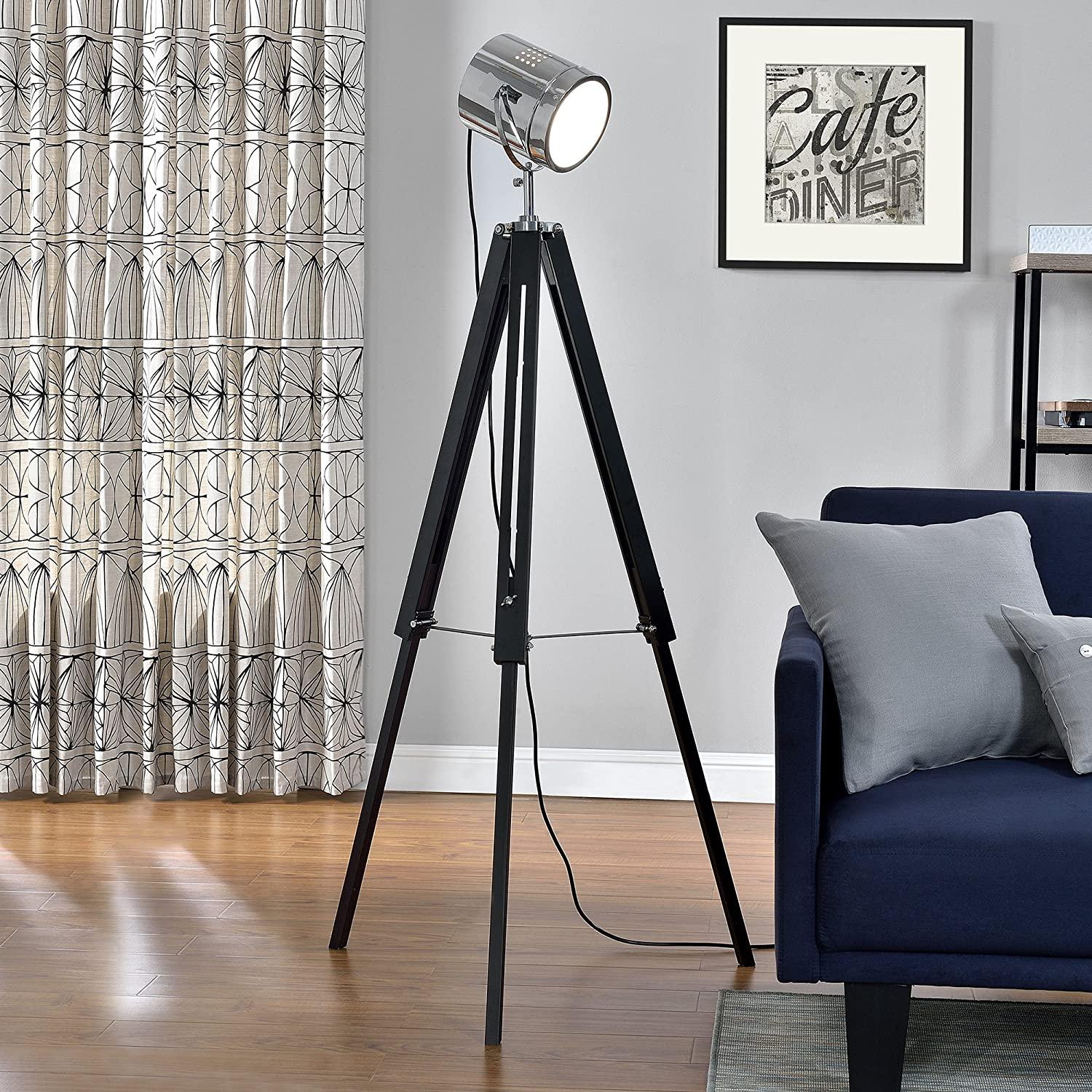 Lampadaire Cinema Industriel Black & Chrome | Mon Luminaire Industriel