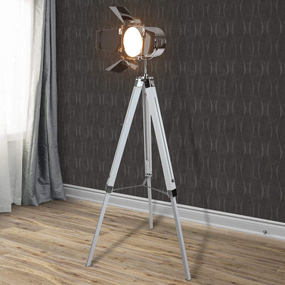 Lampadaire Cinema Industriel Retro - Pied Blanc | Mon Luminaire Industriel