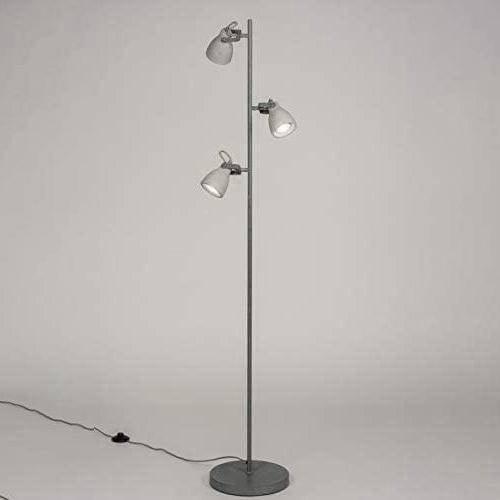 Lampadaire Salon Industriel 3 Spots Gris Béton | Mon Luminaire Industriel