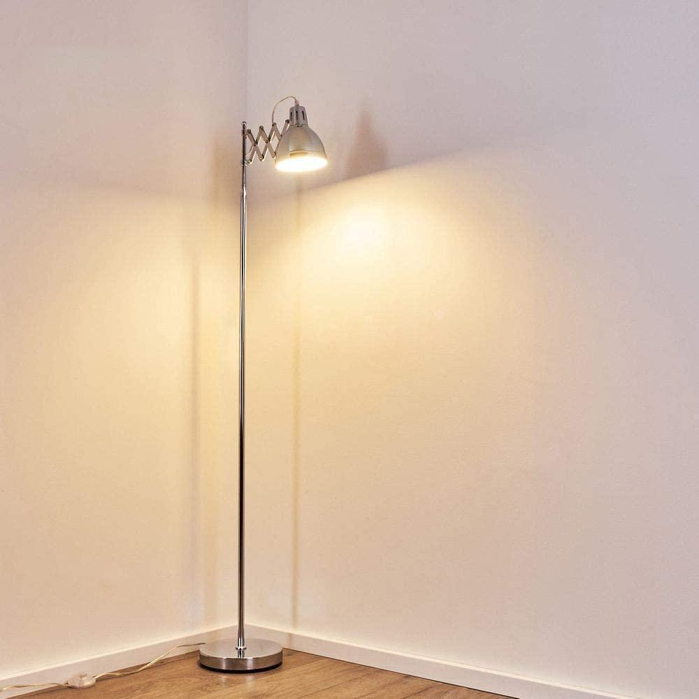 Lampadaire Salon Industriel Accordéon Chrome | Mon Luminaire Industriel