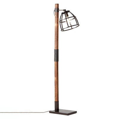 Lampadaire Salon Industriel Bois Ajouré | Mon Luminaire Industriel