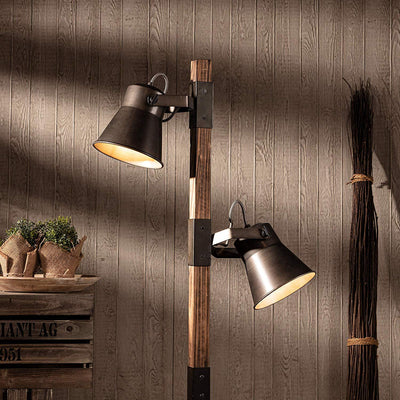 Lampadaire Salon Industriel Bois | Mon Luminaire Industriel