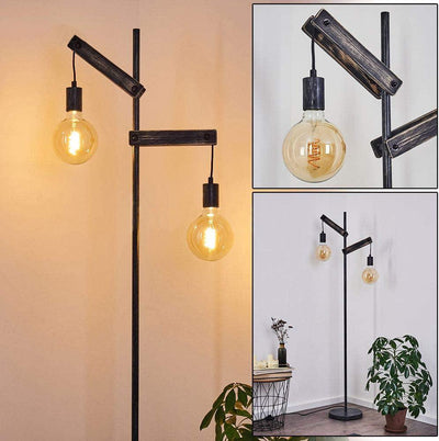 Lampadaire Salon Industriel Vintage - Bois Vieilli