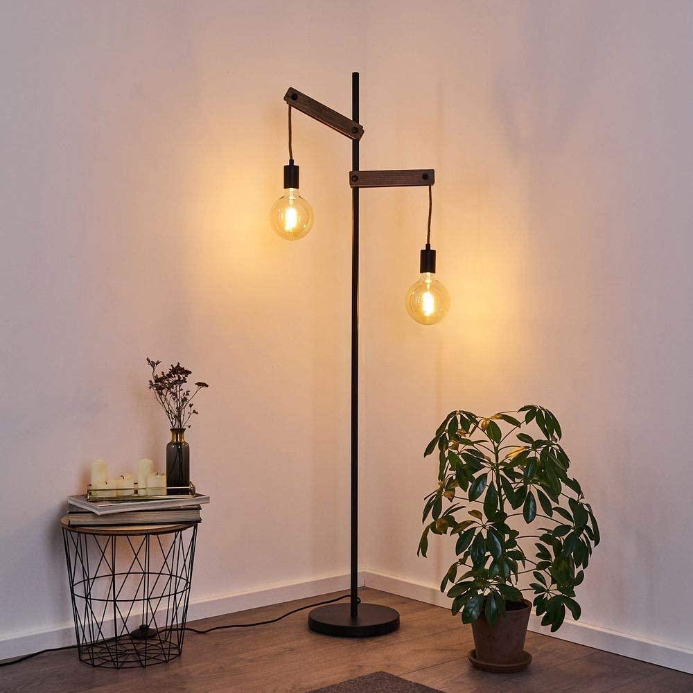 Lampadaire Salon Industriel Vintage Bois | Mon Luminaire Industriel