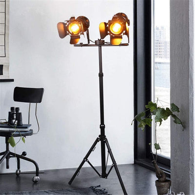 Lampadaire Trepied Industriel Double Spot | Mon Luminaire Industriel