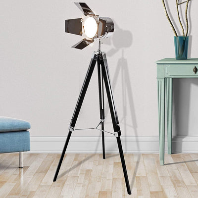 Lampadaire Trepied Industriel Retro - Pied Noir | Mon Luminaire Industriel