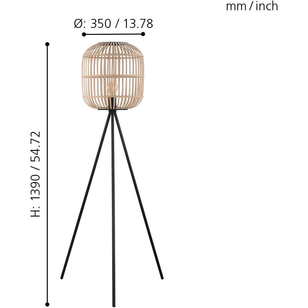 Lampadaire Trepied Rotin